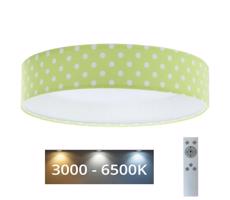LED Dimmelhető lámpa GALAXY KIDS LED/24W/230V pontok zöld/fehér + távirányító