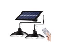 LED Dimmelhető napelemes csillár zsinóron 2xLED/1,8W/3,7V IP44 6500K 1200 mAh + távirányító