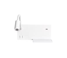 LED Fali lámpa SHELF 1xLED/4W+1xLED/5W+1xLED/2W/230V + USB port fehér