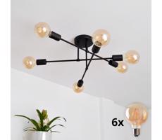 LED Felületre szerelhető csillár CAMBRIDGE 6xE27/8W/230V fekete