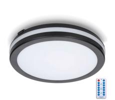 LED Fürdőszobai mennyezeti lámpa érzékelővel LED/18W/230V átm. 30 cm fekete + távirányító