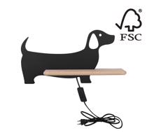 LED Gyerek fali lámpa polccal DOG LED/5W/230V fekete/fa