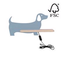 LED Gyerek fali lámpa polccal DOG LED/5W/230V kék/fa