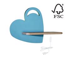 LED Gyerek fali lámpa polccal HEART LED/5W/230V kék/fa