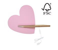 LED Gyerek fali lámpa polccal HEART LED/5W/230V rózsaszín/fa