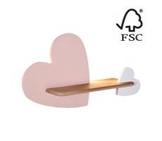 LED Gyerek fali lámpa polccal HEART LED/5W/230V rózsaszín/fehér/fa