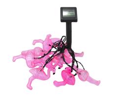 LED Napelemes dekoratív lánc 10xLED 3,8 IP44 flamingó