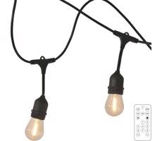 LED Napelemes kültéri lánc PARTY 10xE27/3,7V 10 m IP44 + távirányító