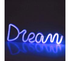 LED Neon fali dekoráció DREAM LED/3W/3xAA USB kék