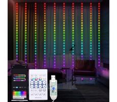 LED RGB Dimmelhető Karácsonyi függöny WIZARD 300xLED/USB 3x3m + távirányítás