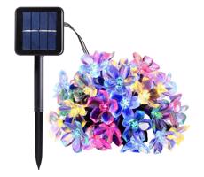 LED RGB Napelemes lánc 50xLED/0,12W/1,2V 1xAA IP44