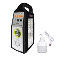 LED Többfunkciós napelemes lámpa hangszóróval és power bank LED/5W/7200mAh IP65