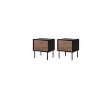 MIRJAN 24 KÉSZLET 2x Éjjeliszekrény CORTINA 51x45 cm fekete/dió warnia
