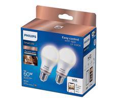 Philips KÉSZLET 2x LED Dimmelhető izzó Philips A60 E27/8W/230V Wi