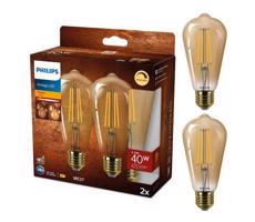 Philips KÉSZLET 2x LED Dimmelhető izzó VINTAGE Philips ST64 E27/4,2W/230V 2200K