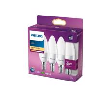 Philips KÉSZLET 3x LED Izzó Philips B35 E14/5,5W/230V 2700K