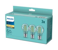 Philips KÉSZLET 3x LED Izzó VINTAGE Philips A60 E27/7W/230V 2700K