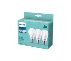 Philips KÉSZLET 3xLED Izzó Philips A60 E27/8W/230V 4000K